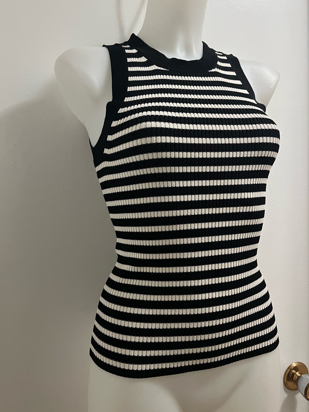 MICHAEL By Michael Kors, Black & White Striped Tank, Size XS